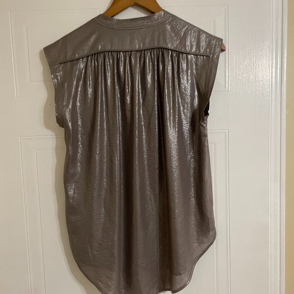 Juicy Couture Metallic V-Neck Deep Gray Blouse - Picture 2 of 5